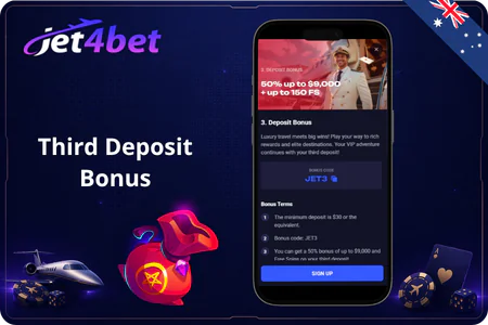 Jet4Bet Third Deposit Bonus