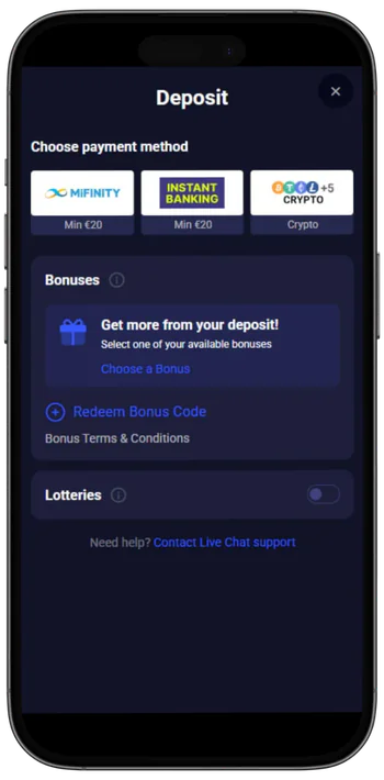 Jet4Bet Choose payment and confirm