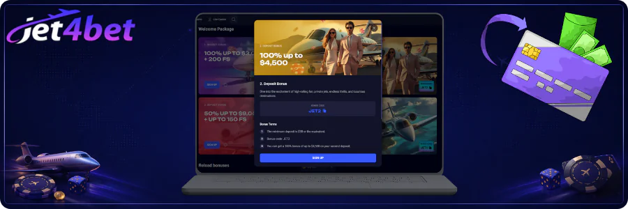 Jet4Bet Second Deposit Bonus